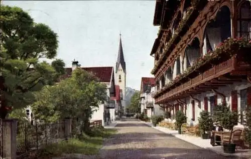 Ak Oberstdorf im Oberallgäu, Kirchstraße mit Löwen-Dependance