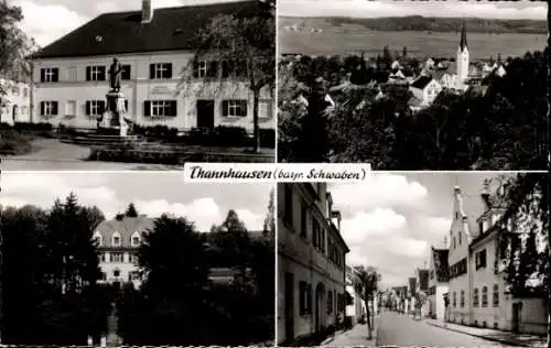 Ak Thannhausen in Schwaben, Denkmal, Gebäude, Gesamtansicht, Straßenansicht