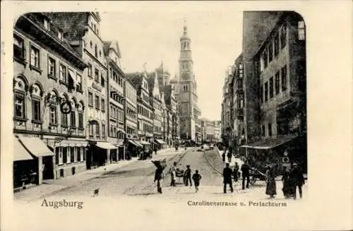 Ak Augsburg in Schwaben, Carolinenstraße, Perlachturm