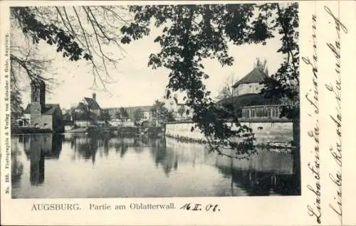 Ak Augsburg, Oblatterwall mit Blick auf die Stadt