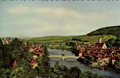 Ak Laufenburg am Hochrhein, Gesamtansicht, Rheinbrücke