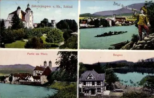 Ak Bad Säckingen am Hochrhein, Schloss, Trompeter von Säckingen, am Rhein, Bergsee