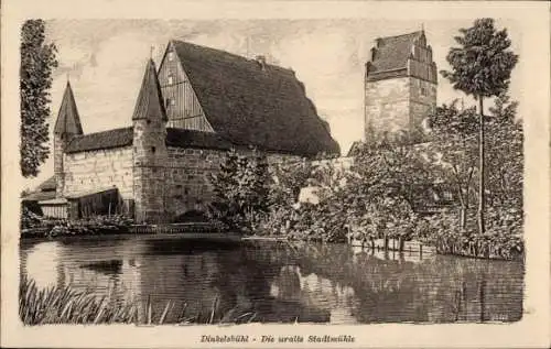 Ak Dinkelsbühl in Mittelfranken, die uralte Stadtmühle