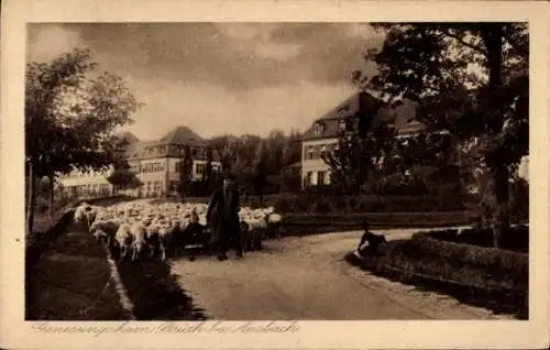Ak Strüth Ansbach Mittelfranken, Genesungsheim, Schafherde, Schäfer
