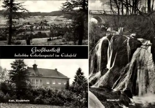 Ak Großbartloff im Eichsfeld, Katholisches Kinderheim, Wasserfall, Fernblick zum Ort