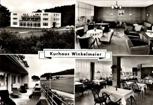 Ak Grevenbrück Lennestadt im Sauerland, Kurhaus Winkelmeier, Speiseraum, Terrasse