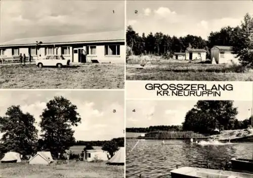 Ak Großzerlang Rheinsberg in Brandenburg, Kinderferienlager, Bungalows, Zeltplatz, Badeplatz