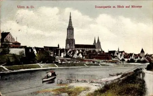 Ak Ulm an der Donau, Donau mit Blick auf Münster