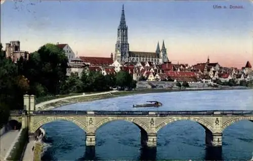 Ak Ulm an der Donau, Brücke, Münster