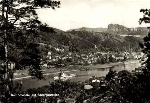 Ak Bad Schandau Sächsische Schweiz, mit Schrammsteinen