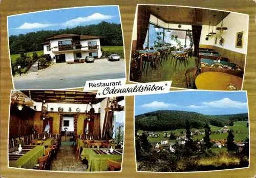 Ak Grasellenbach im Odenwald, Totalansicht, Restaurant Odenwaldstuben, Speiseraum, Außenansicht