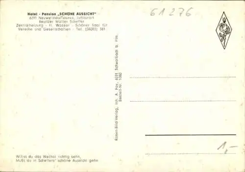 Ak Neuweilnau Weilrod im Taunus, Hotel Pension Schöne Aussicht, Kaffee-Terrasse, Bierstube