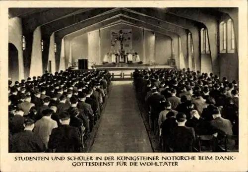 Ak Falkenstein Königstein im Taunus, Königsteiner Notkirche, Dank-Gottesdienst, Studenten, Schüler