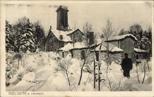 Ak Adelsberg Chemnitz in Sachsen, Wintersportplatz Adelsbergerturm, Bergwirt H. Haase, Winter