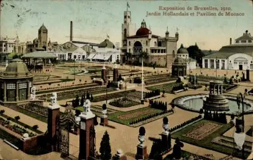 Ak Brüssel Brüssel, Ausstellung 1910, Niederländischer Garten, Monaco-Pavillon