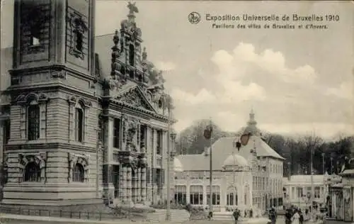 Ak Brüssel Brüssel, Weltausstellung 1910, Pavillons der Städte Brüssel und Antwerpen