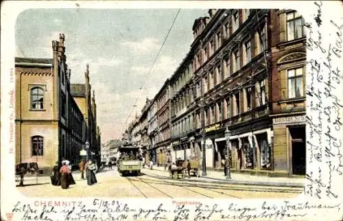 Ak Chemnitz in Sachsen, Poststraße, Straßenbahn