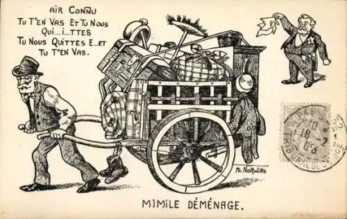 Künstler Ak Norwins, Emile Loubet, Armand Fallieres, Karikatur