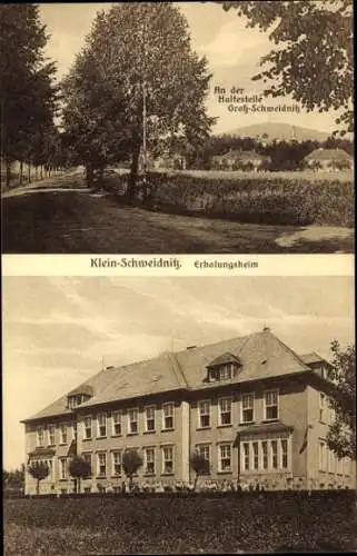 Ak Kleinschweidnitz Großschweidnitz in Sachsen, Erholungsheim, an der Haltestelle Groß-Schweidnitz