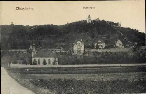 Ak Zitzschewig Radebeul Sachsen, Blick zur Wettinhöhe