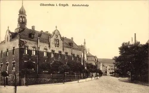 Ak Olbernhau im Erzgebirge, Bahnhofstraße