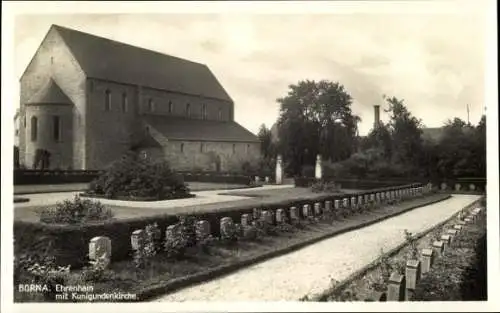 Ak Borna in Sachsen, Ehrenhain mit Kunigundenkirche