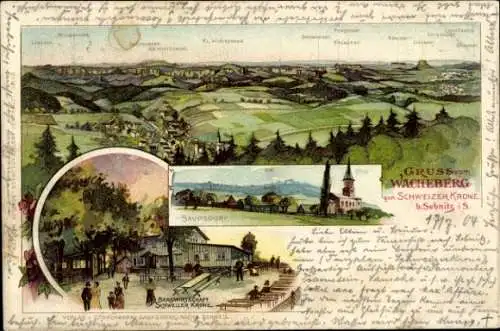 Litho Saupsdorf Sebnitz Sachsen, Wacheberg, Bergwirtschaft Schweizer Krone