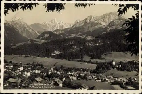 Ak Château d'Œx Oex Kanton Waadt, Stadt und Chaine de la Gummfluh