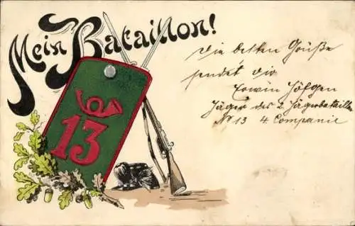 Regiment Präge Litho Mein Bataillon, Schulterklappe 13