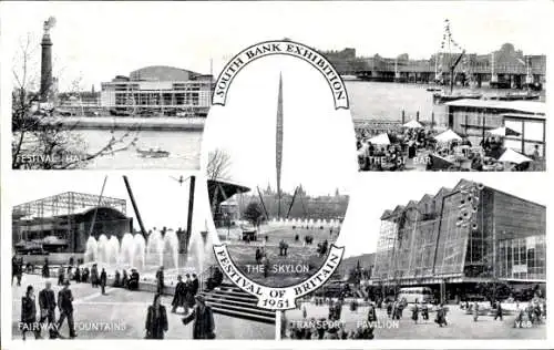 Ak London City England, South Bank Exhibition, Festival of Britain 1951, Fairway Fountains, Pavillon