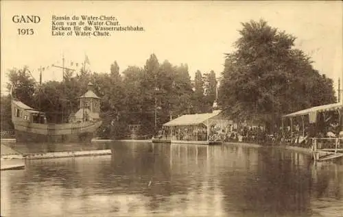 Ak Gent Gent Ostflandern, Weltausstellung, Becken für die Wasserrutschbahn