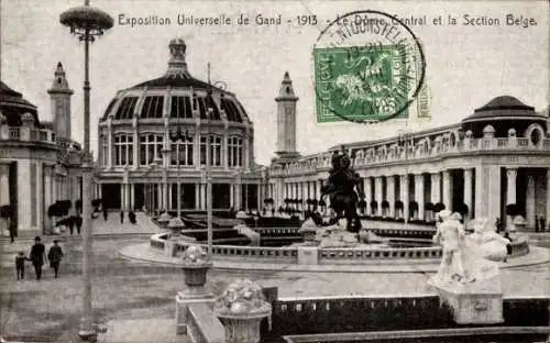 Ak Gent Gent Ostflandern, Weltausstellung 1913, Central Dome und die belgische Sektion