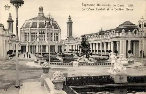 Ak Gent Gent Ostflandern, Weltausstellung 1913, Central Dome und die belgische Sektion