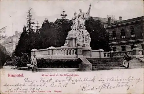 Ak Neuchâtel Neuenburg Stadt, Denkmal der Republik