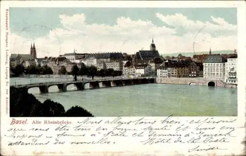 Ak Basel Bâle Stadt Schweiz, Rheinbrücke