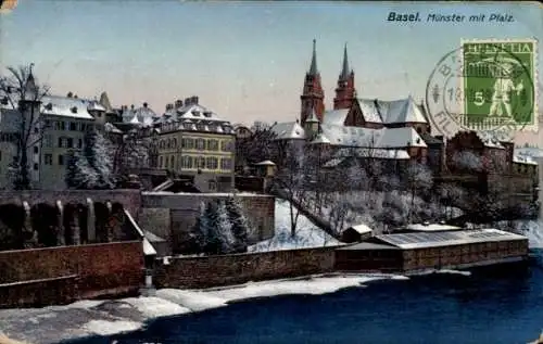 Ak Basel Stadt Schweiz, Münster mit Pfalz