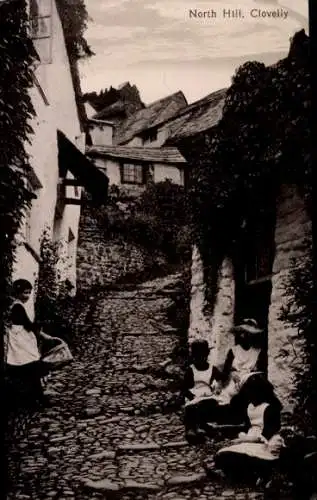 Ak Clovelly Devon England, Kinder am Pflasterweg