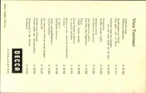 Ak Sänger Vico Torriani, Portrait, Autogramm