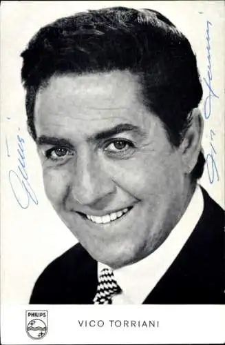 Ak Schauspieler und Sänger Vico Torriani, Portrait, Philips-Musikplatten, Autogramm