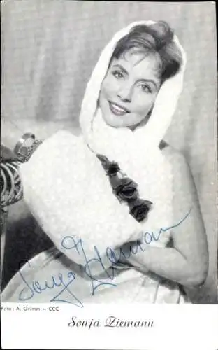 Ak Schauspielerin Sonja Ziemann, Portrait, Autogramm