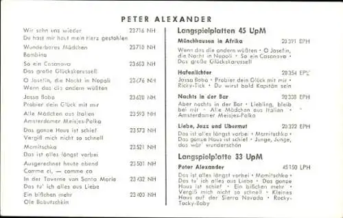 Ak Schauspieler und Sänger Peter Alexander, Portrait, Autogramm