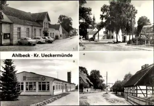 Ak Ahlbeck bei Ueckermünde, HO Klubgaststätte Seegrund, Pablo Neruda Oberschule, Dorfstraße