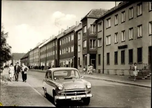 Ak Kitzscher Sachsen, Ladenstraße, Straßenpartie, Auto, Sparkasse