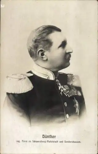 Ak reg. Fürst Günther zu Schwarzburg-Rudolstadt, Portrait in Unifom, Orden