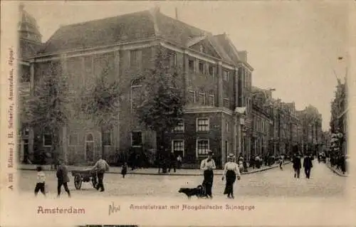 Ak Amsterdam Nordholland Niederlande, Amstelstraat, Hochdeutsche Synagoge