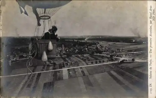 Künstler Ak Arus, Raoul, Ein erster Aufstieg, Ballon, Pariser Kunstsalon