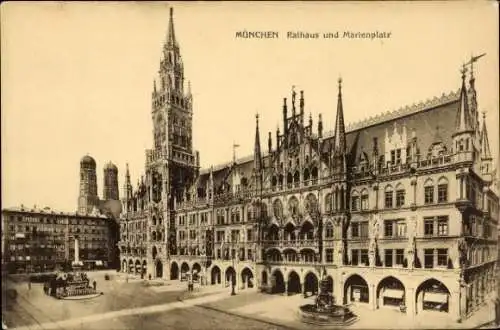 Ak München, Rathaus, Marienplatz