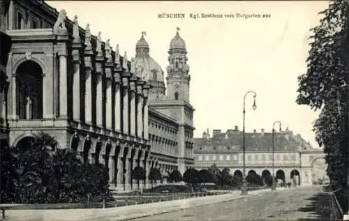 Ak München, Königliche Residenz, Blick vom Hofgarten