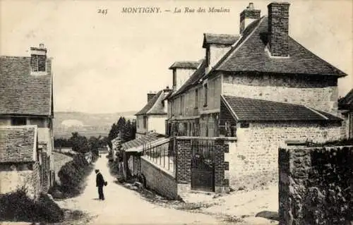 Ak Montigny Lencoup Seine et Marne, Rue des Moulins