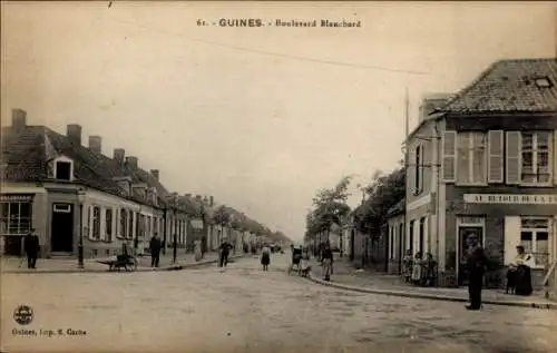 Ak Guînes Pas de Calais, Boulevard Blanchard